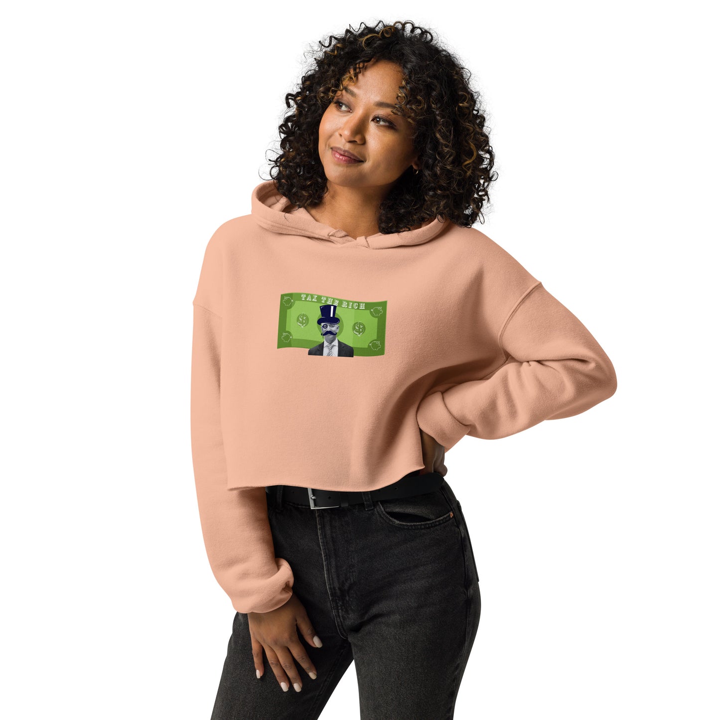 Tax the Rich Cartoon Crop Hoodie