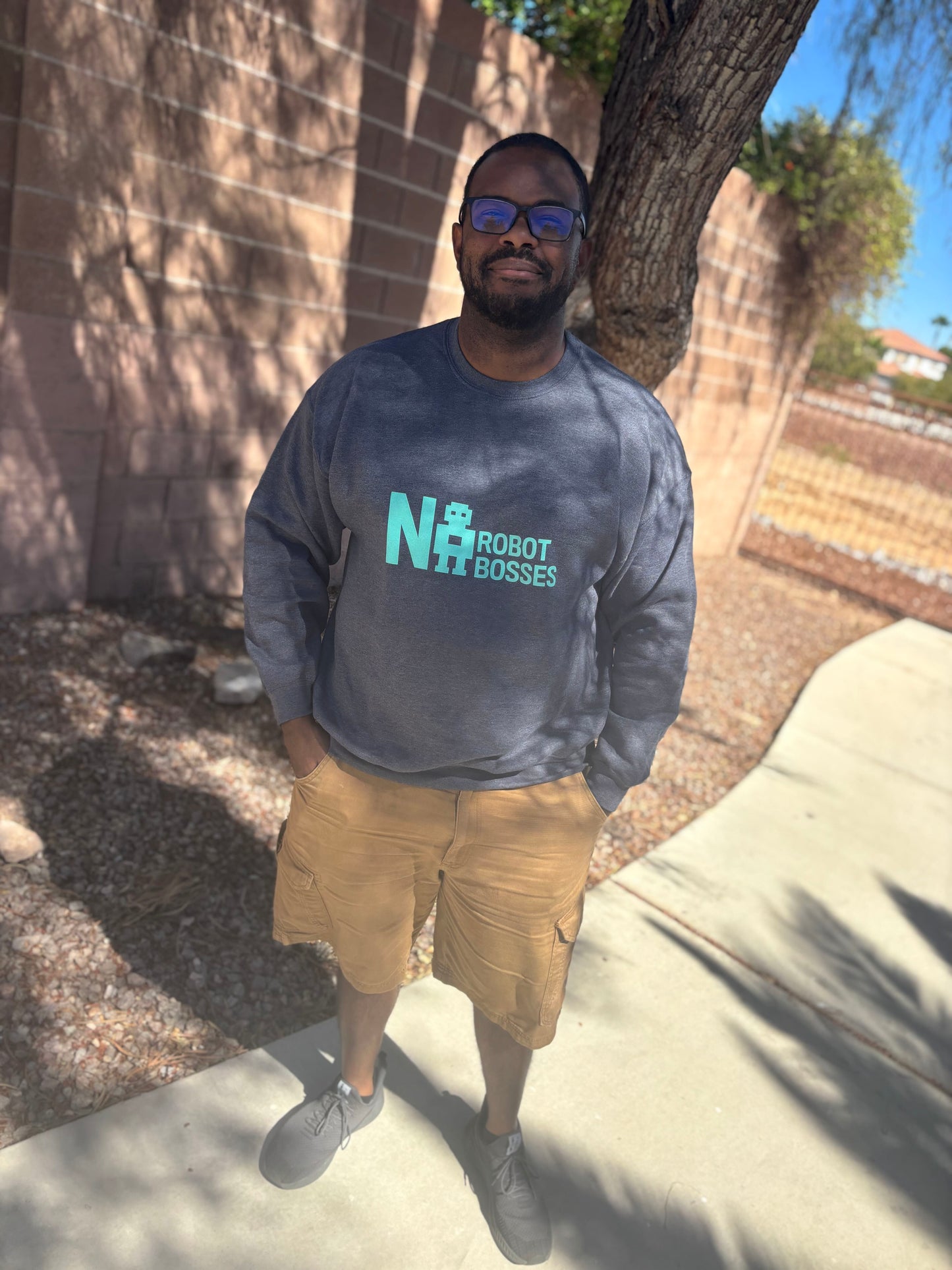No Robot Bosses Teal Logo Unisex Crewneck Sweatshirt