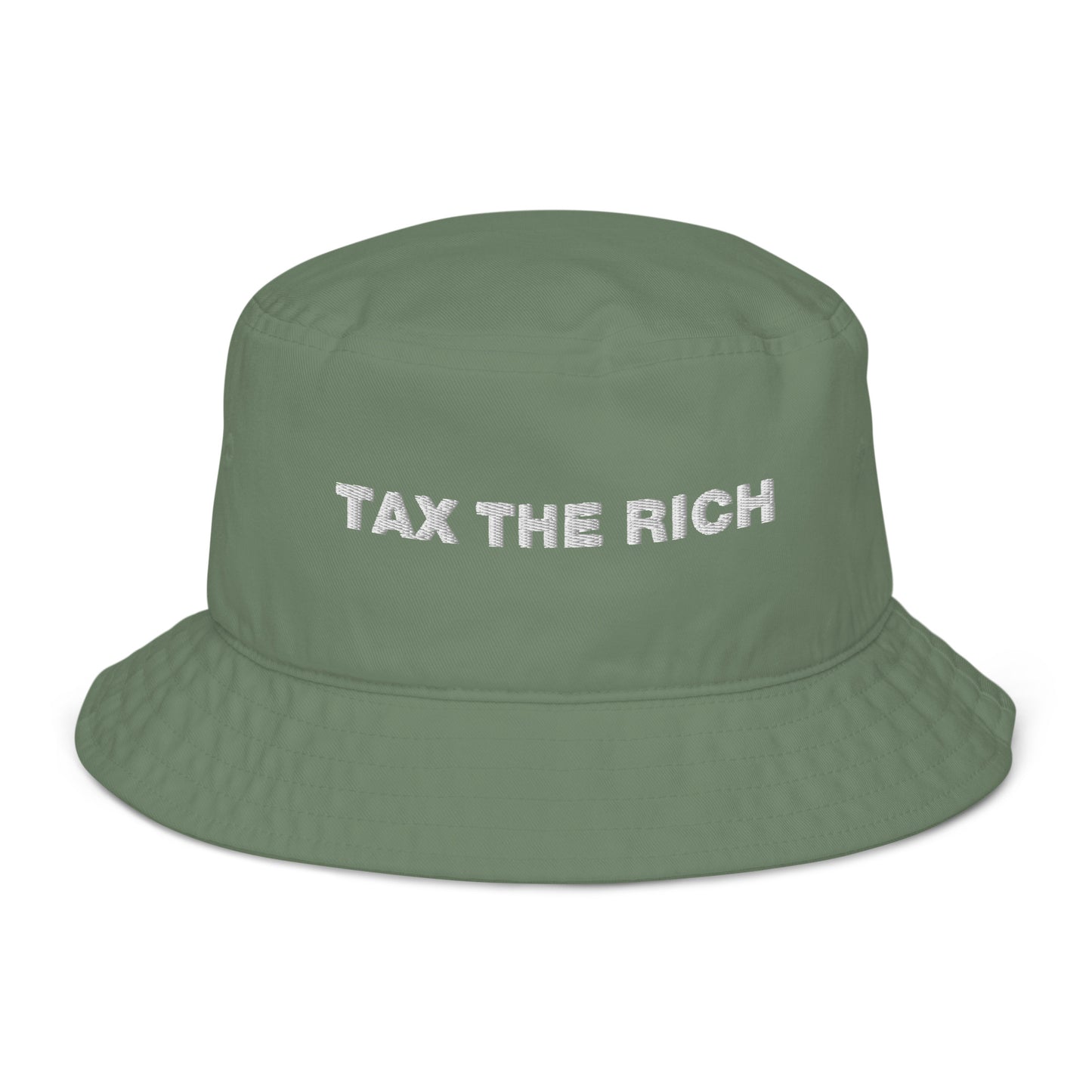 Tax the Rich Text Organic Bucket Hat