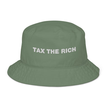 Tax the Rich Text Organic Bucket Hat